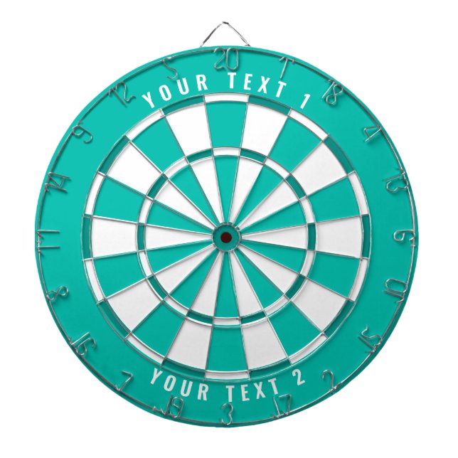 Tri-Colour Teal & White | Custom Text Dartboard (Front)