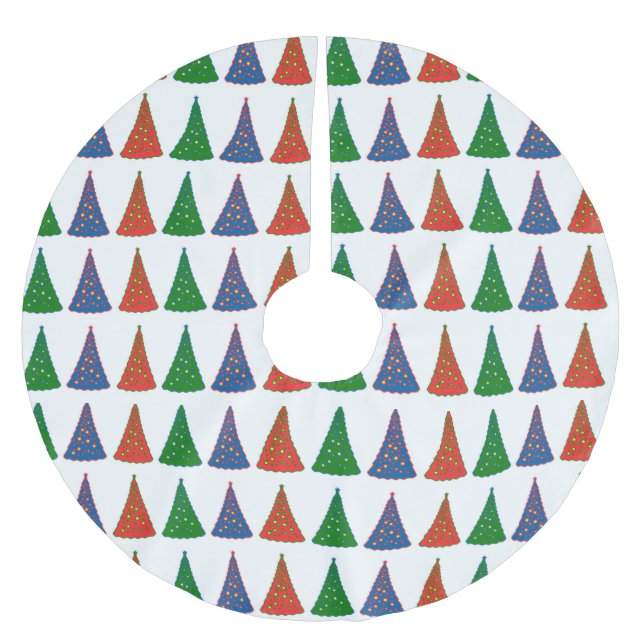 Tri-Colour Trees Brushed Polyester Tree Skirt (Front)