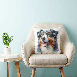 Tri-Coloured Australian Shepherd Dog Cushion