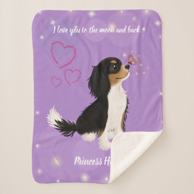 Tri-Coloured Cavalier Custom Design    Sherpa Blanket (Front)