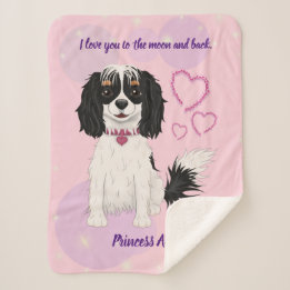 Tri-Coloured Cavalier Custom Design  Sherpa Blanket