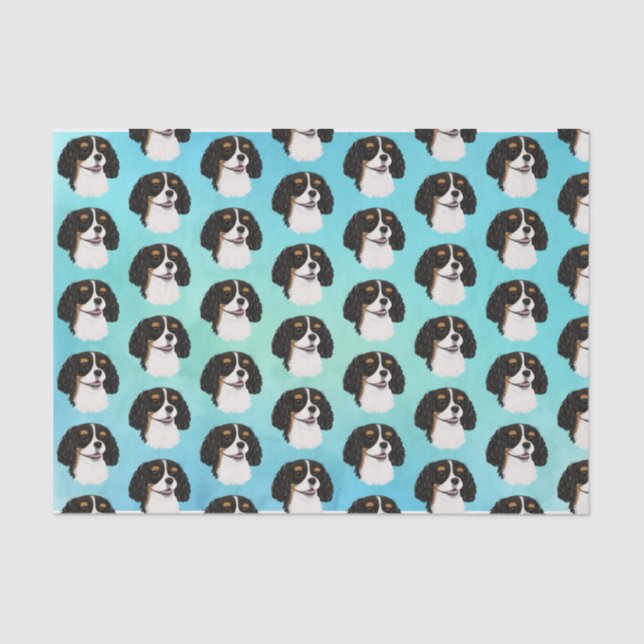 Tri-Coloured Cavalier King Charles Spaniel Gift  Tissue Paper (Front)