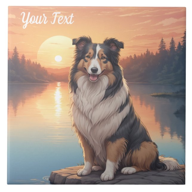 Tri Coloured Collie by Lake Ceramic Tile (Front)