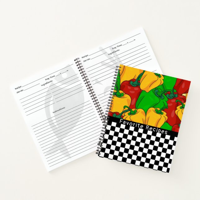 Tri Coloured Peppers and Chequerboard Recipe Notebook (Inside)
