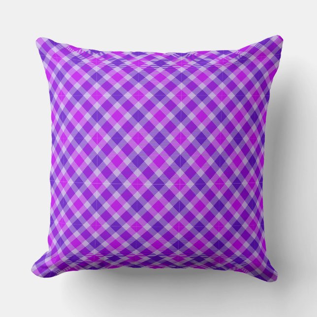 Tri-coloured Purple Plaid Cushion (Front)