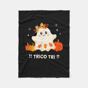 Tri Cute Halloween Spooky Mexican Ghost Spanglish Fleece Blanket