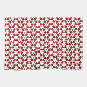 Tri Floral Red White Geometric Tea Towel