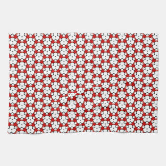 Tri Floral Red White Geometric Tea Towel