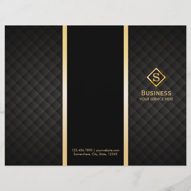 Tri-Fold Gold Diamond Monogram Elegant Brochures (Front)