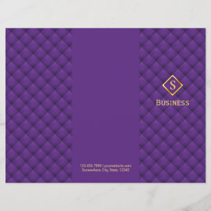Tri-Fold Gold Diamond Monogram Purple Brochures