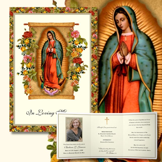 Tri-fold Guadalupe Roses Catholic Funeral Memorial (Creator Uploaded)