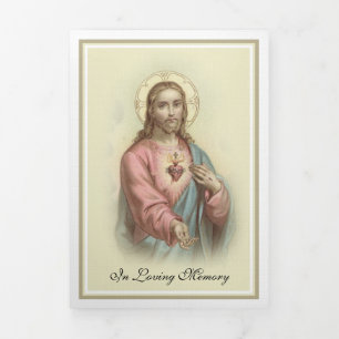 Tri-fold Heart of Jesus Catholic Funeral Memorial