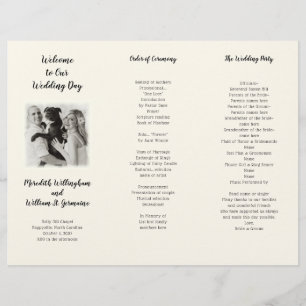 Tri-fold Photo Wedding Ceremony Program Template