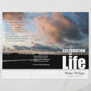 Tri-Fold Sunset Memorial Service Program Flyers