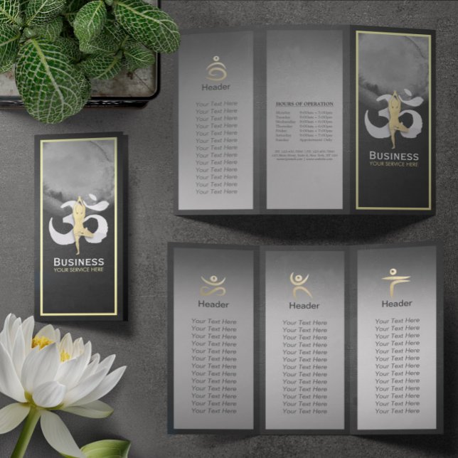 Tri-Fold Yoga Studio Brochures Meditation Pose Om (Creator Uploaded)