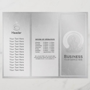Tri-Fold Yoga Studio Brochures Meditation Pose ZEN
