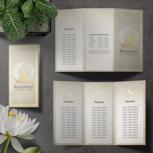 Tri-Fold Yoga Studio Brochures Meditation Pose ZEN (Creator Uploaded)