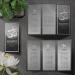 Tri-Fold Yoga Studio Life Coach Brochure Om Symbol<br><div class="desc">Yoga Studio Meditation Instructor / Life Coach / Healer / Reiki Master Tri-Fold Brochures Template - 
Elegant Black,  Grey and White Watercolor Brush Stroke Om Symbol.</div>