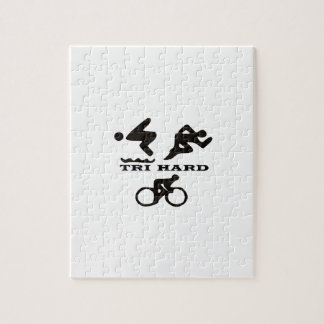 Tri Hard Triathlon Gifts Clothing and Accessories Jigsaw Puzzle