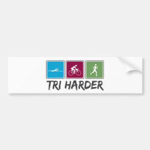 Tri Harder (Triathlon) Bumper Sticker