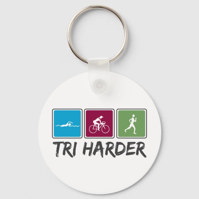 Tri Harder (Triathlon) Key Ring (Front)