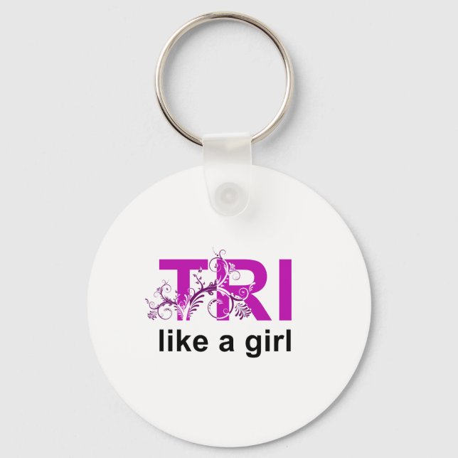 tri like a girl key ring (Front)