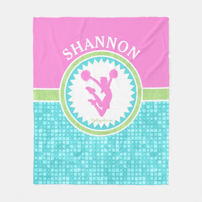 Tri-Pastel Colour Cheerleading With Aqua Tile Fleece Blanket (Front)