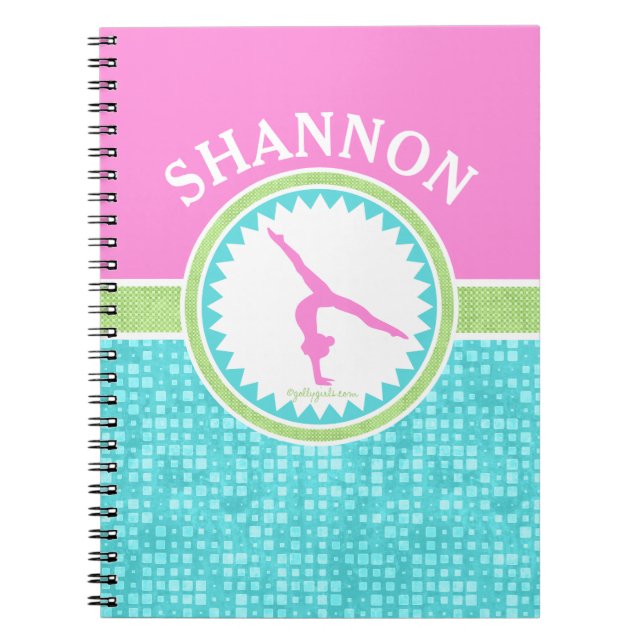 Tri-Pastel Colour Gymnastics With Aqua Tile Notebook (Front)