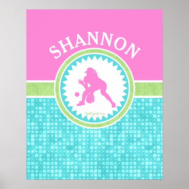 Tri-Pastel Colour Softball With Aqua Tile Poster (Front)
