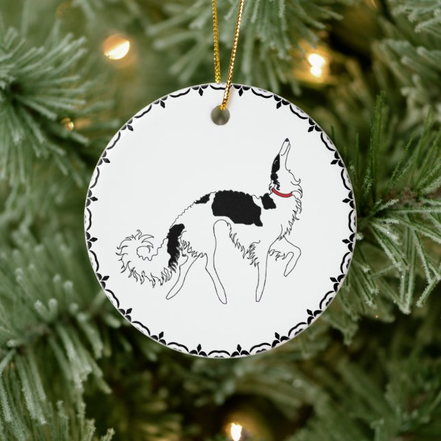 Tri Prancing Borzoi Christmas Ornament (Tree)