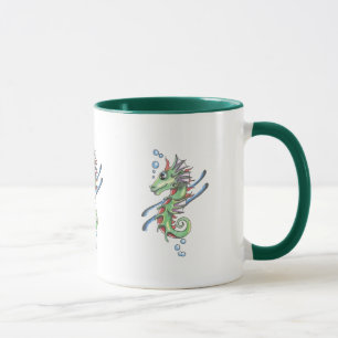 tri seahorse ringed ceramic mug