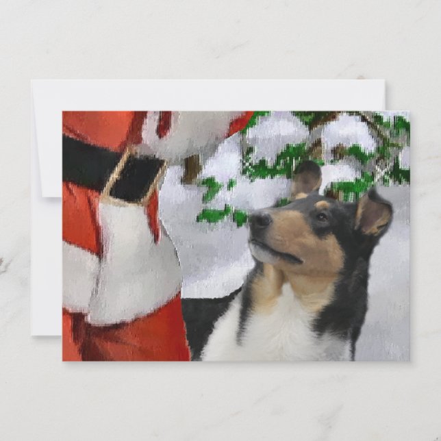 Tri Smooth Collie and Santa Christmas Card (Front)