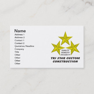 Tri Star Custom Construction Product/s Business Card