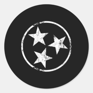 Tri Star Tn Flag Distressed White Tennessee State  Classic Round Sticker