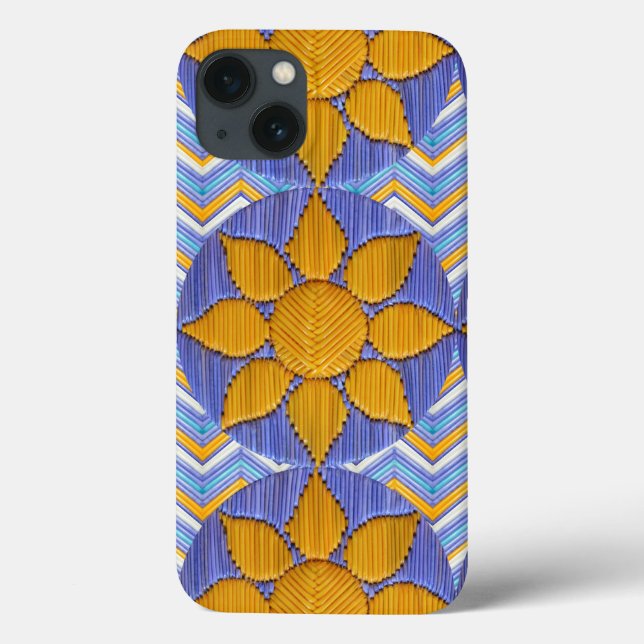Tri Sunflower Blue Chevron Case-Mate iPhone Case (Back)