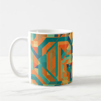 "Tri-tone Geometric Harmony Mug Design"