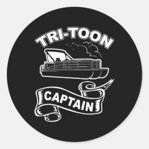 Tri-toon Captain Funny Tritoon Boating Pontoon Boa Classic Round Sticker
