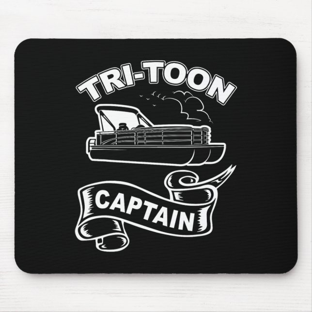 Tri-toon Captain Funny Tritoon Boating Pontoon Boa Mouse Pad (Front)