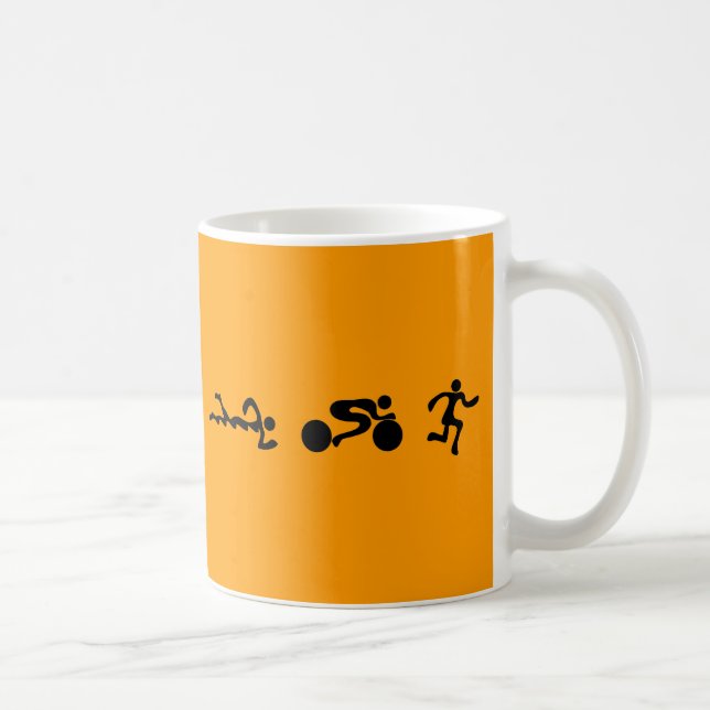 TRI Triathlon Swim Bike Run BLACK Bumper Design Coffee Mug (Right)