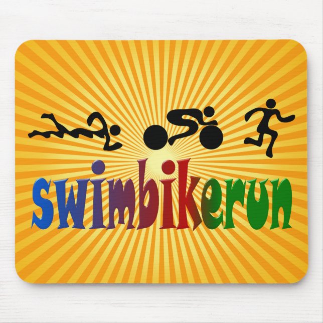 TRI Triathlon Swim Bike Run BLACK Bumper Design Mouse Pad (Front)
