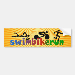 TRI Triathlon Swim Bike Run BLACK Bumper Design Sticker