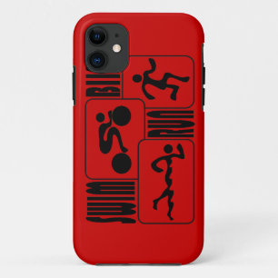 TRI Triathlon Swim Bike Run BLACK Square Design iPhone 11 Case