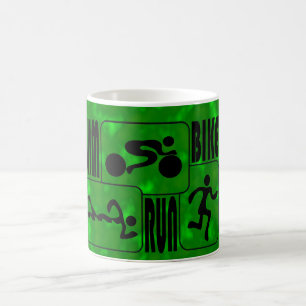 TRI Triathlon Swim Bike Run BLACK Squares Design Coffee Mug