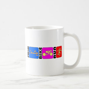 TRI Triathlon Swim Bike Run COLOR Bumper Design Coffee Mug