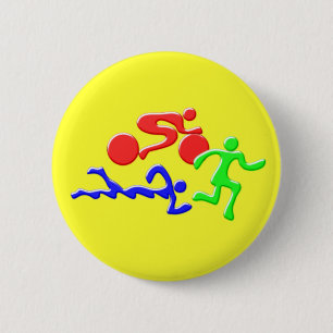 TRI Triathlon Swim Bike Run COLOR Figures Design 6 Cm Round Badge