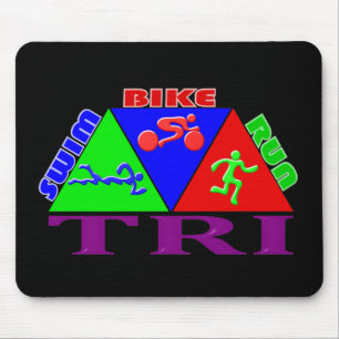 TRI Triathlon Swim Bike Run PYRAMID Design Mouse Pad