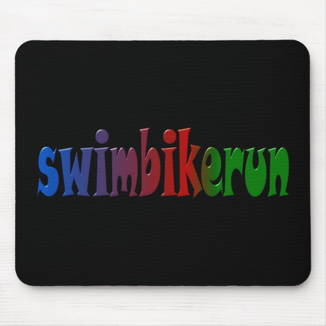 TRI Triathlon Swim Bike Run RAINBOW Design Mouse Pad (Front)