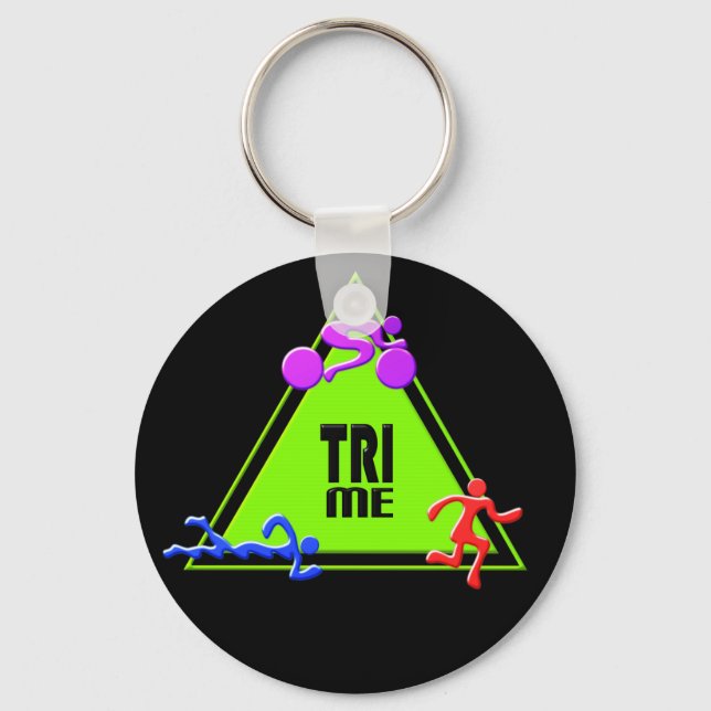 TRI Triathlon Swim Bike Run TRIANGLE TRI ME Design Key Ring (Front)