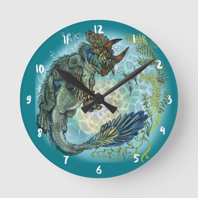 Tri-turtletops Dinosaur Round Clock (Front)