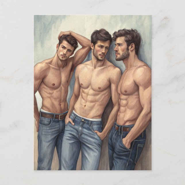 Triad of Desire: Modern Watercolor Realism Postcard (Front)